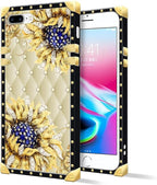 Compatible with iPhone 8 7 SE Case, Sunflower Diamonds Leather Luxury Golden by Unknown