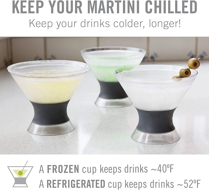 HOST Freeze Insulated Martini Cooling Cups, Plastic Freezer Gel Chiller Double - Image 3