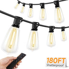 Brightever 180FT LED Outdoor String Lights, Dimmable Patio Lights by Brightever