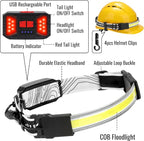 Adelante LED Headlamp Flashlight, 1000LM 230°Wide-Beam Rechargeable Head Lamp - Image 2