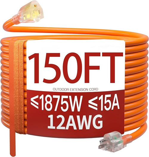 150 FT 12 Gauge Extension Cord Outdoor, Heavy Duty Weatherproof & Flame by Skrizcable
