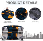 ANNA QUEEN Dark Geometric Wood Luggage Cover, Modern Abstract Suitcase Protector - Image 3