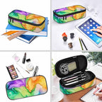 Abstract Print Pencil Case Colorful Fluid Waves Golden Swirls Pencil Bag Pouch - Image 6