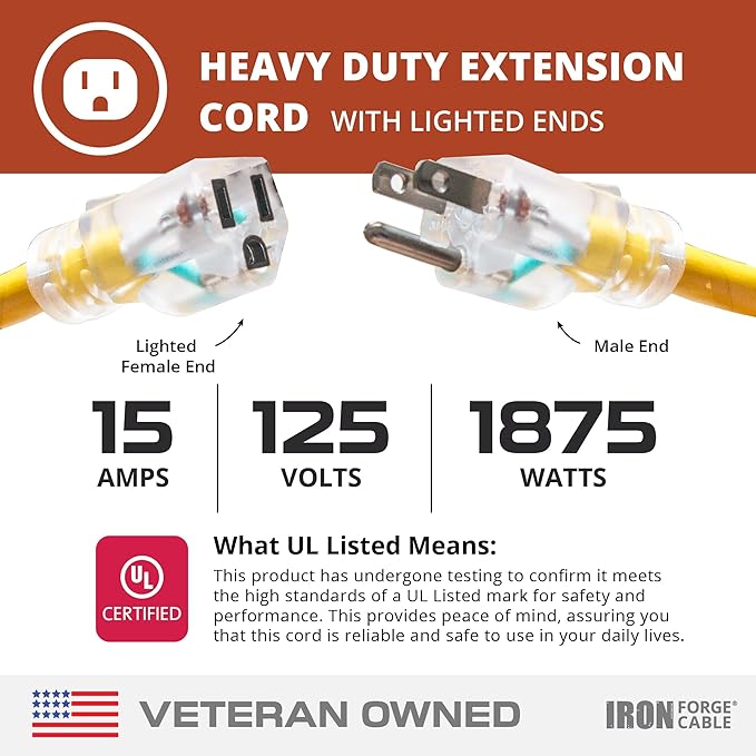 IRON FORGE CABLE 2 Pack of 10 Foot Outdoor Extension Cords - Image 3