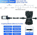 JMEXSUSS 200 LED Blue Christmas Lights Outdoor, Expandable 66ft Blue String - Image 6