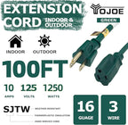 YOJOE Indoor Outdoor Extension Cord, 3 Prong 10A Weatherproof Power Cord - Image 2