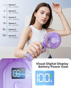 TUNISE Portable Handheld Fan, 180 Adjustable, 6 Speed Wind, USB Rechargeable - Image 5