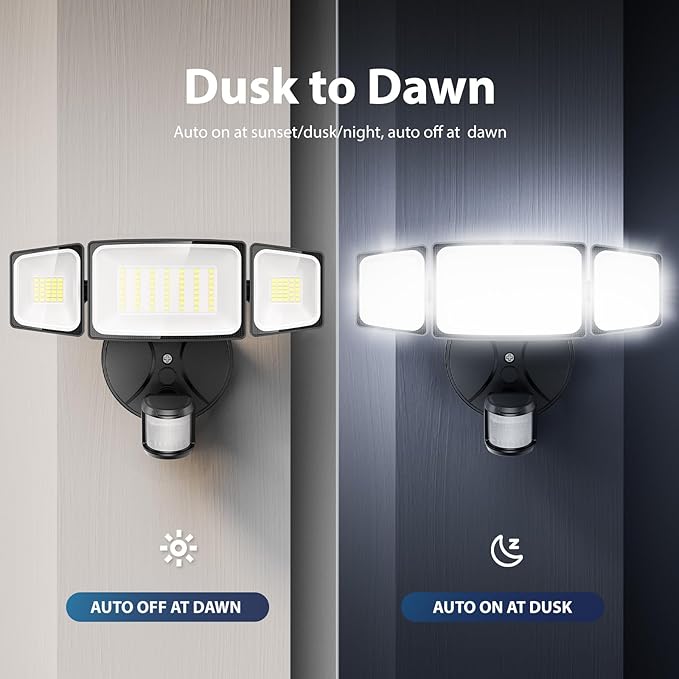 Onforu 3 Pack 75W Motion Sensor Outdoor Lights, 7000lm Dusk to Dawn Flood Light - Image 6