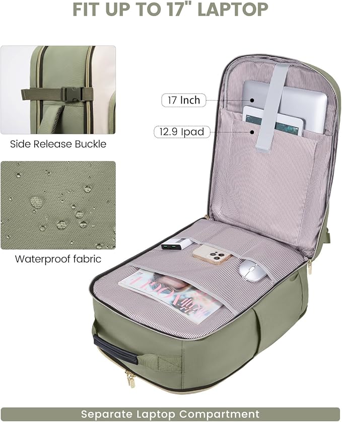 LOVEVOOK 40L Travel Backpack for Women & Men, Airline Approved Carry On Luggage - Image 9