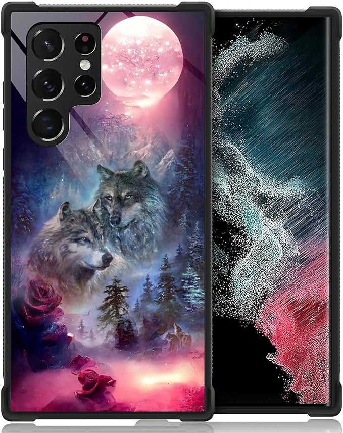 for Samsung Galaxy S23 Ultra Case, Star Two Wolfs Howling Pattern Graphic by FKBRCL4U