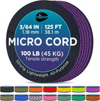 TECEUM Micro Paracord – 1.18 mm X 125 ft – Micro Utility Cord – Thin Braided by TECEUM
