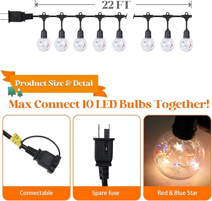 Afirst Patriotic Outdoor String Lights - Image 4