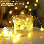 Minetom Mini Globe String Lights, 66 Ft. 200 LED Fairy String Lights Plug in - Image 2
