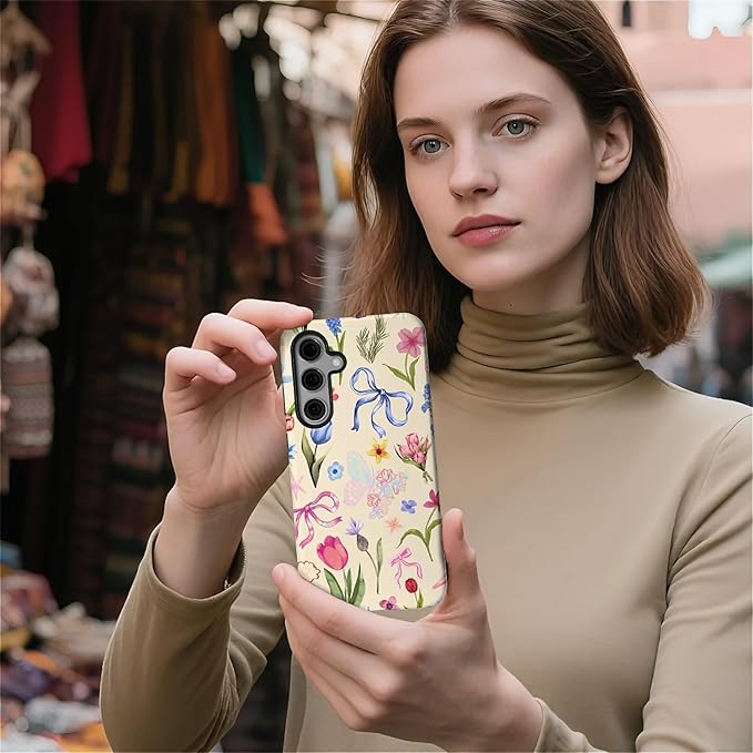 for Samsung Galaxy S23 Case, HL2 Aesthetic Flower Preppy Collage Hybrid 2 Layer - Image 5