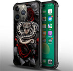 for iPhone 13 Pro Max Case, Entwined Rose Snake Pattern Graphic Design Girl Boy - Image 2
