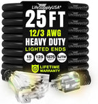 25ft Outdoor/Indoor Extension Cord 3-Outlet 12/3 Gauge Extra Heavy Duty 3 Prong by LifeSupplyUSA