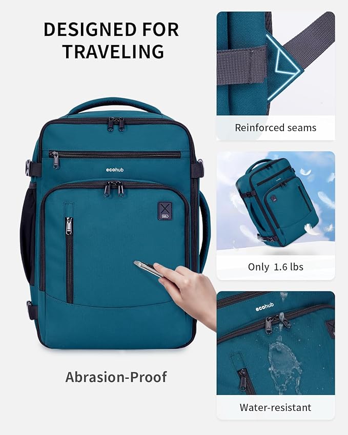 ECOHUB 17" Small Travel Backpack, United Airlines Personal Item Bag 17x10x9 - Image 6