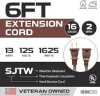Iron Forge Cable 2 Prong Outdoor Extension Cord 6 ft, 16/2 SJTW 6 Foot Brown - Image 2