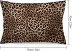 Brown Leopard Throw Pillow Covers Set of 2 Queen Size Black Cheetah Skin Wild - Image 2