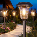 XMCOSY+ Solar Pathway Lights, 4 Pack Metal Solar Lights Outdoor Waterproof - Image 9