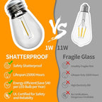 48FT LED Outdoor String Lights, S14 IP65 Waterproof Patio Lights Outside Light - Image 4