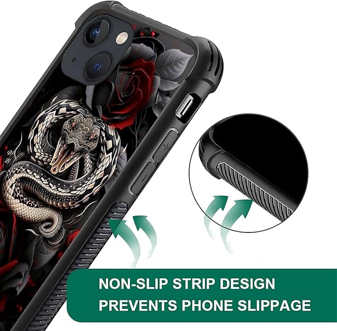 for iPhone 14 Plus Case, Entwined Rose Snake Pattern Graphic Design Girl Boy - Image 7