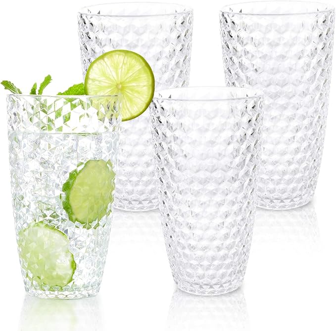 BELLAFORTE Shatterproof Tritan Plastic Tall Tumbler, 19oz Drinking Glasses Set by BELLAFORTE