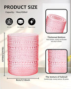 YOUBET 24PCS Plastic Drinking Glasses - 14OZ Pink Hobnail Drinkware Glasses - - Image 2