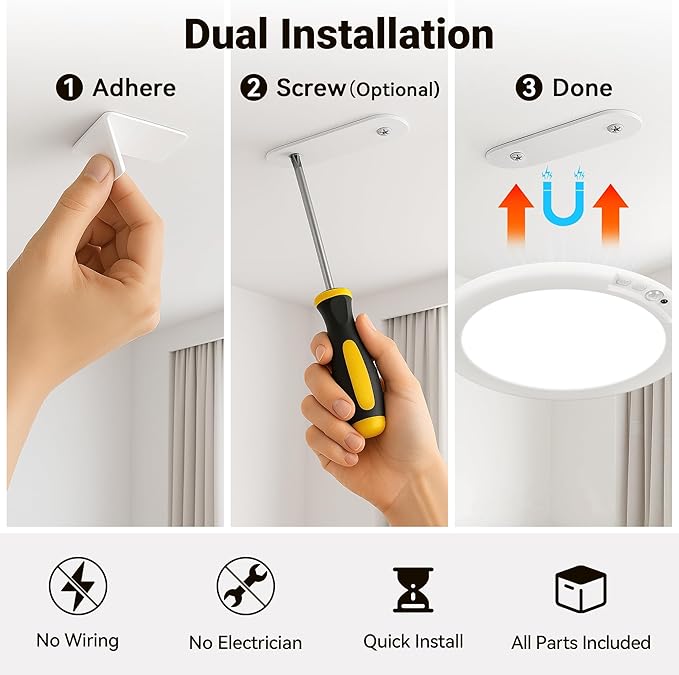 Rechargeable Ceiling Light, No Wiring Battery Operated Ceiling Lights - Image 8