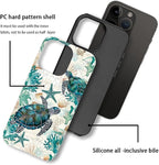 for iPhone 13 Pro Case, HH2 Ocean Sea Turtle Nautical Map Hybrid 2 Layer Hard - Image 3