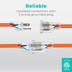 KMC 50ft 16AWG Outdoor Extension Cord, SJTW 16/3 Lighted Power Cord, Bright - Image 5