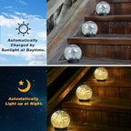 SyouHome Solar Garden Lights Outdoor Waterproof, 6 Pack LEDs Cracked Glass Ball - Image 3