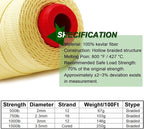 9KM DWLIFE Braided Kevlar Cord, 100lb~2000lb, High Tensile Strength, Flame - Image 2