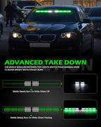 HLauto 604N Emergency Dash Strobe Lights: 2x16.8 inch Green Security Light - Image 3
