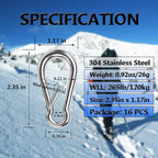 Spring Snap Hooks, 304 Stainless Steel Metal Clip Heavy Duty Rope Connector - Image 2