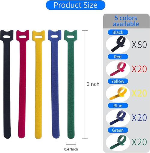 160PCS 6inches Cable Ties Reusable Multi-Colour Cord Straps Multi-Purpose Wire - Image 2