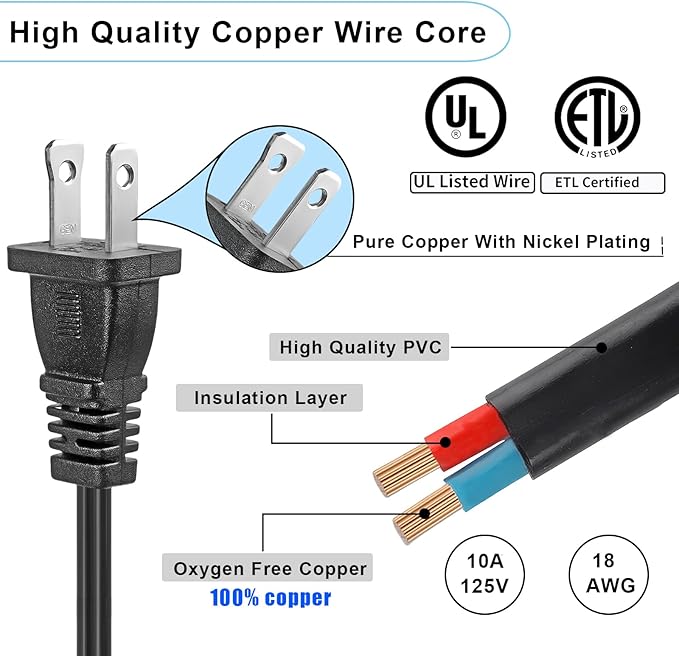 Short Extension Cord 1 FT, US Male/Female Power Cable - Image 2
