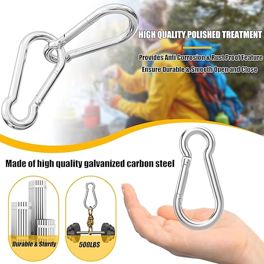 60PCS 3" Heavy Duty Spring Snap Hook, M8 5/16" Galvanized Steel Snap Hook - Image 4