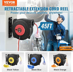 VEVOR Retractable Extension Cord Reel, 45 FT, Heavy Duty 12AWG/3C SJTOW - Image 2