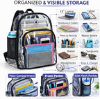 K-Cliffs Large Transparent Backpack Clear Heavy Duty School Bag Durable Student - Image 7