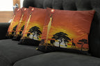 Ambesonne Elephant Throw Pillow Cushion Case Pack of 4, Woman and Wild Landscape - Image 7