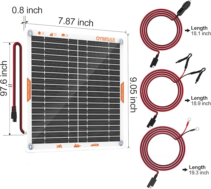 OYMSAE White 5W 12V Solar Car Battery Charger Portable Waterproof Solar Power - Image 5
