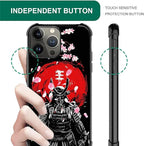 for iPhone 15 Pro Case, Sakura Japanese Samurai Pattern Graphic Design Girl Boy - Image 2
