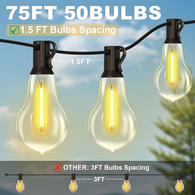 75FT Outdoor String Lights Waterproof - Image 2