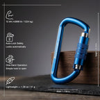 FresKaro 3inch 12kN-2698lbs Auto Locking Carabiner Clips, Solid D Shape - Image 2