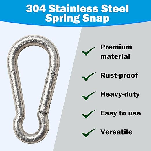 304 Stainless Steel Carabiners -2 inch Heavy Duty, Durable & Rust-Free Clips - Image 2