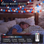 JMEXSUSS Red White and Blue Lights Battery Operated, 33ft 4th of July Lights - Image 3