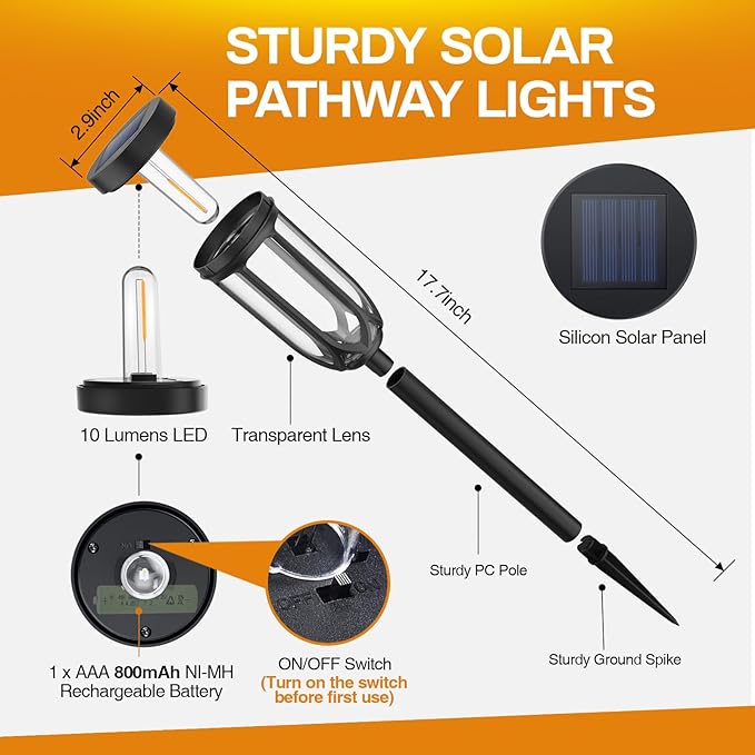 Barleit Solar Lights Outdoor 8 Pack, Solar Pathway Lights, Solar Lights Outdoor - Image 3