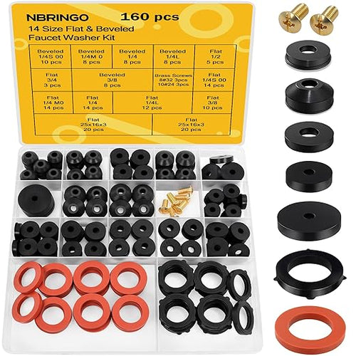 160 Pieces Hose Bib Washer & Faucet Washers Assorted Kit by NBRINGO