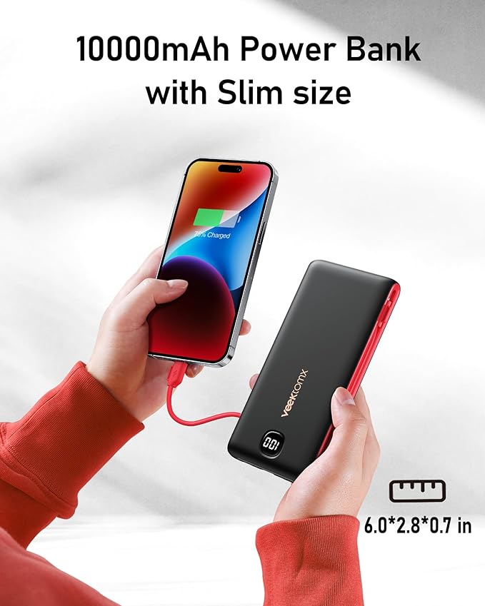 VEEKTOMX Portable Charger with Built in Cables 10000mAh, Power Bank - Image 7